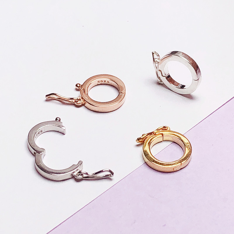 หัวเข็มขัดเชื่อมต่อเงินแท้ ส925 | ใหม่สายกระเป๋าถือ Universal Buckle All-Match เปิดหัวเข็มขัดที่ถอดออกได้จี้หัวเข็มขัด DIY อุปกรณ์เสริม 925 สร้อยข้อมือเงินสร้อยคอหัวเข็มขัด