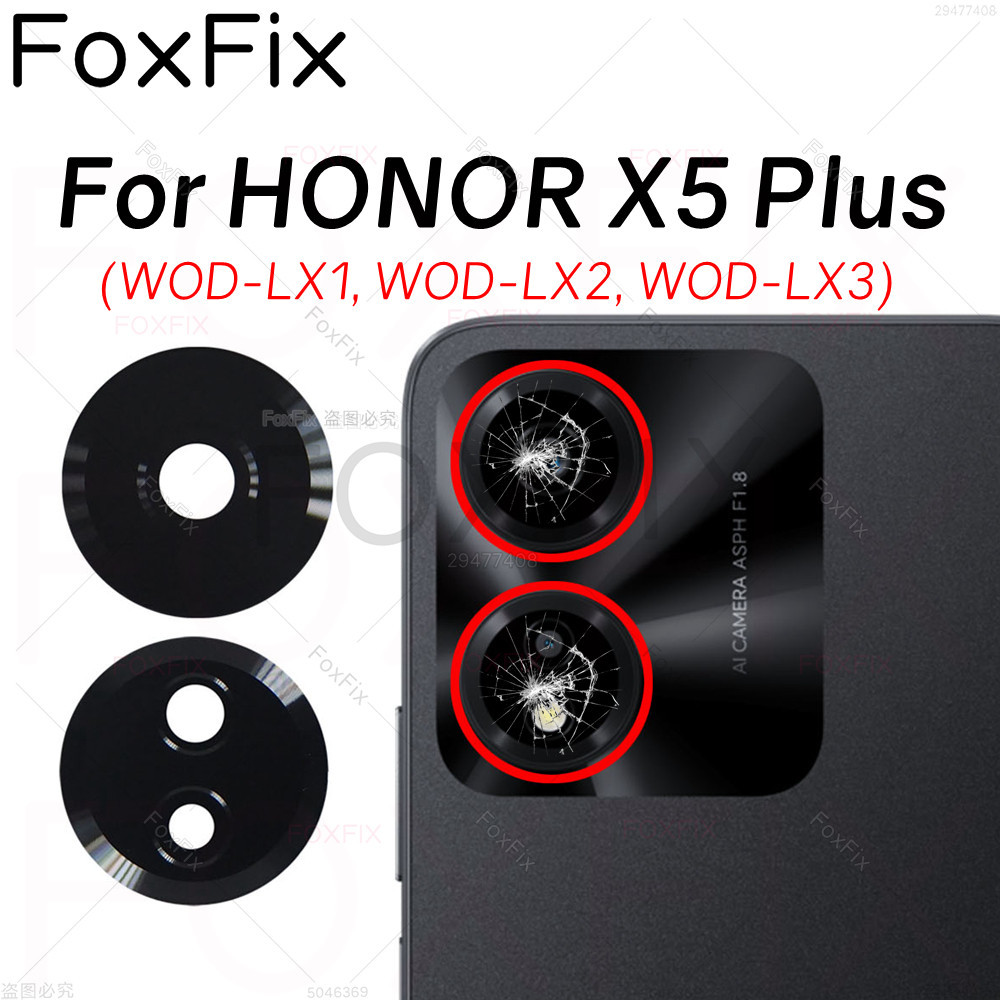 กล ้ องหลังเลนส ์ สําหรับ Honor X5 Plus กล ้ องด ้ านหลังฝาครอบกระจกเปลี ่ ยนกาวสติกเกอร ์ WOD-LX1 W