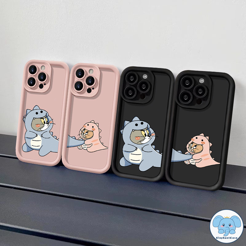 กราฟฟิตีตลกน่ารักทอมกับเจอร์รี่เคสคู่ที่เข้ากันได้ iPhone 11 15 14 7Plus XR 12 13 Pro Max 15 6 7 8 6s Plus X XS Max SE