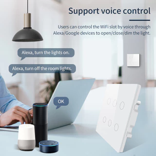 TUYA Smart Switch สวิตช์ไฟ WIFI TUYA Smart Life 1/2/3/4 แก๊งค์ ทำงานร่วมกับ Alexa Google Home
