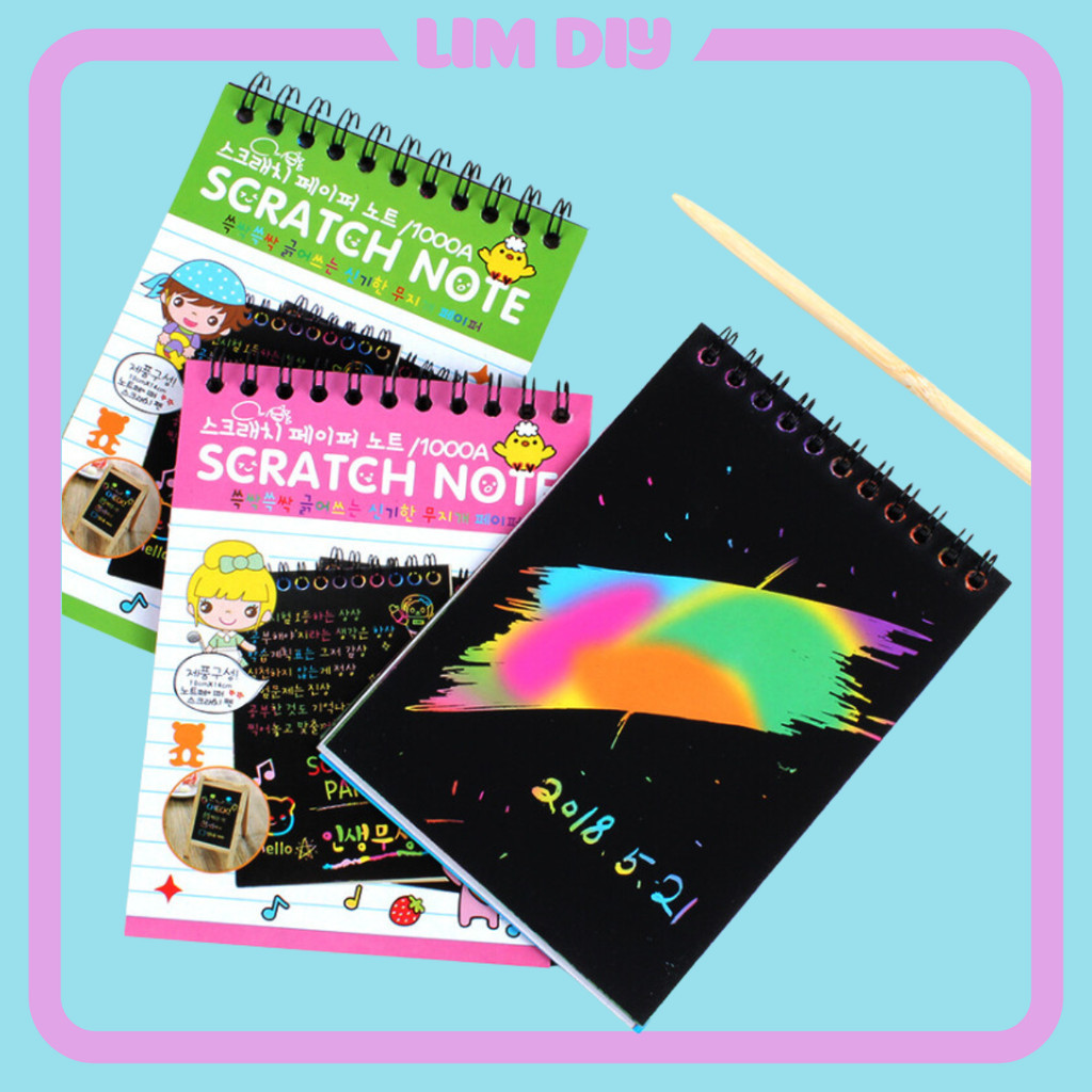 Scratch Note Magic Scratch Note - LIM DIY ภาพวาดขูดสีสันสดใสที่สร้างสรรค์