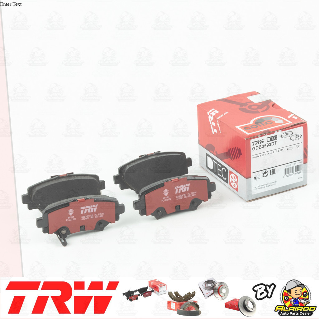 TRW ตัว TOP DTEC ผ้าดิสเบรคหลัง ผ้าเบรคหลัง MAZDA3 Skyactiv เบรคมือไม่ไฟฟ้า ปี 2015-2016 MAZDA   GDB 3593 DT