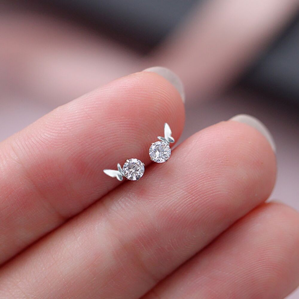 เกาหลี Elegant ผีเสื ้ อเพชรคริสตัลหูสตั ๊ ด S925 เงินสเตอร ์ ลิงผู ้ หญิงแฟชั ่ นเครื ่ องประดับต ่ างหู