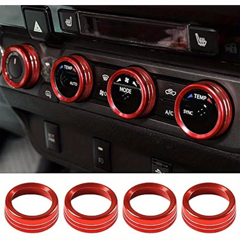 เครื่องปรับอากาศ AC สวิทช์เสียง CD ปุ่มลูกบิดฝาครอบ Trim ใช้งานร่วมกับสําหรับ Toyota สําหรับ Tacoma 2016 2017 2018 2019 2020 2021 (A, สีแดง)
