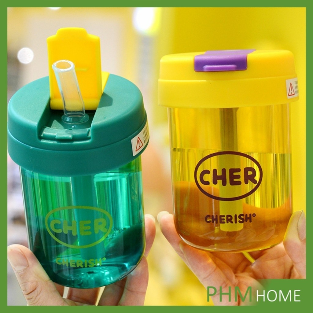 แก้วน้ำพลาสติก ใส่น้ำ ใส่นม 300ml ใช้ มีหลอด/เปิดฝาดื่มได้ Plastic cup - รูปที่ 2