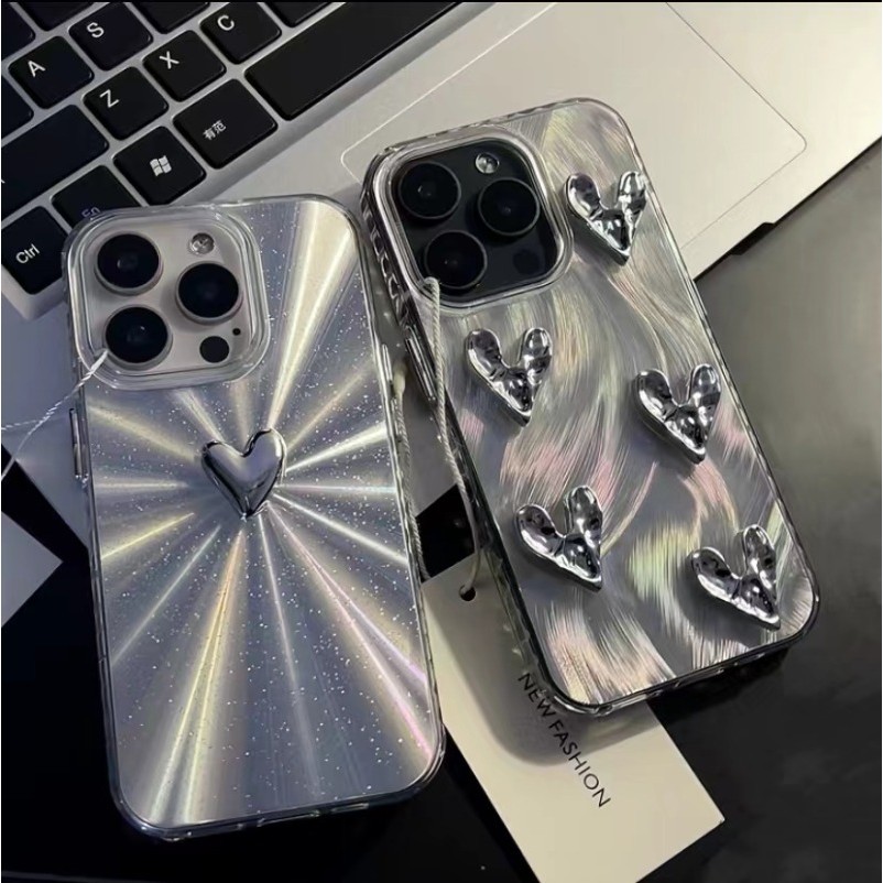 Iphone 15 14 13 12 11 Pro Max X XR Max 7 8 Plus Advanced Light Luxury 3D Love Laser Case Soft Phone Case