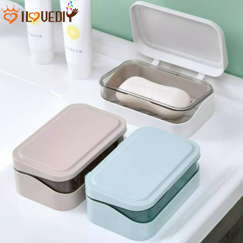 [ ที่โดดเด่น ] กล่องสบู่พร้อมฝาปิด – ป้องกันการหล่น แบบพกพา ต่อต้าน-แบคทีเรีย – อุปกรณ์จัดเก็บในห้องน้ํา – ที่ใส่ฟองน้ําในครัว – ถาดระบายน้ําสบู่น้ําหอม – การอบแห้ง ชั