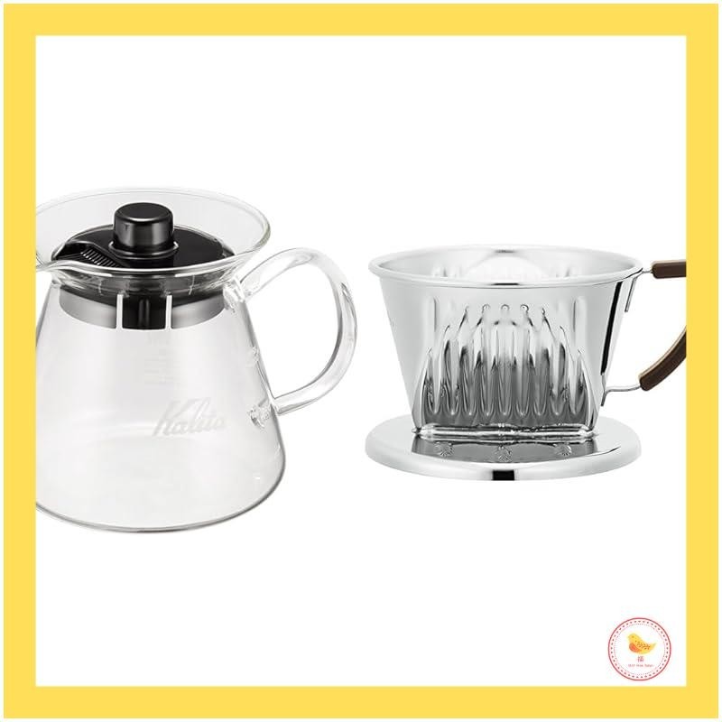 【Japan】Kalita Coffee Server Heat-resistant Glass 300ml for 1-2 People G #31253 Microwave Safe with Lid and Glass Handle with Measurement for Coffee Shop Cafe Stylish