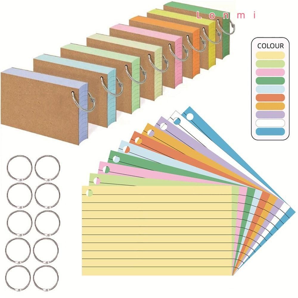 Lonmi Binder Memo Book, สองด ้ านแนวนอน Loose-Leaf Index Cards, คุณภาพสูงพร ้ อมฝาครอบหลวมแฟลชการ ์ ดสํานักงาน