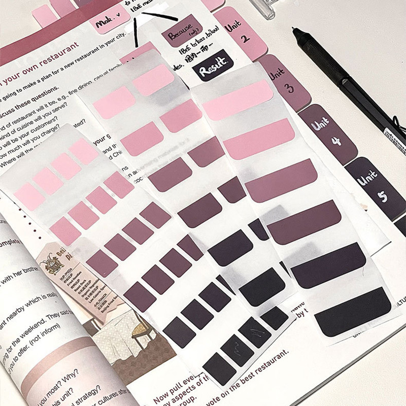 120 ชิ้น Creative Gradient สีดําและสีขาวสีชมพู Sticky Note ชุดมัลติฟังก์ชั่น Writable Index Tabs นักเรียน DIY Journal สติกเกอร์ตกแต่ง