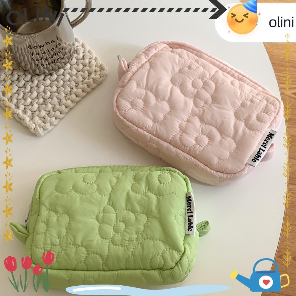 Olini กระเป๋าคลัทช์ ผ้าฝ้าย แบบนิ่ม ลายดอกไม้ จุของได้เยอะ แบบพกพา สําหรับเดินทาง