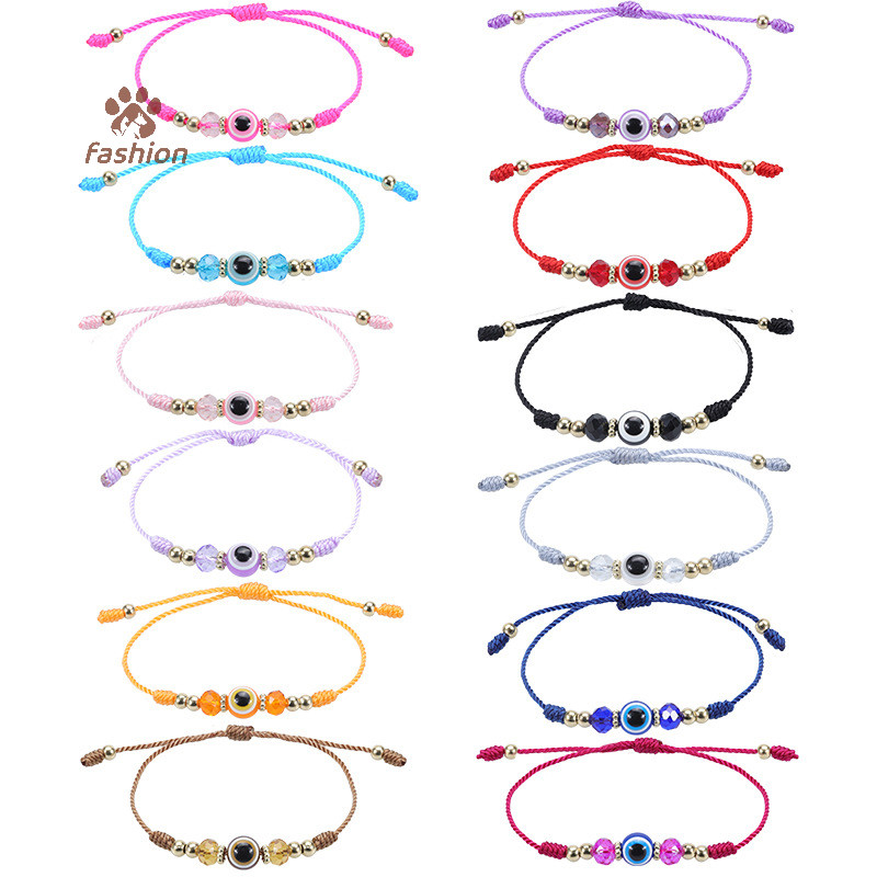 [แฟชั่น] Lucky Blue Evil Eye สร้อยข้อมือคู่ Handmade ปรับทอเชือกขี้ผึ้งสร้อยข้อมือลูกปัดสําหรับของขวัญเครื่องประดับมิตรภาพ {TH}