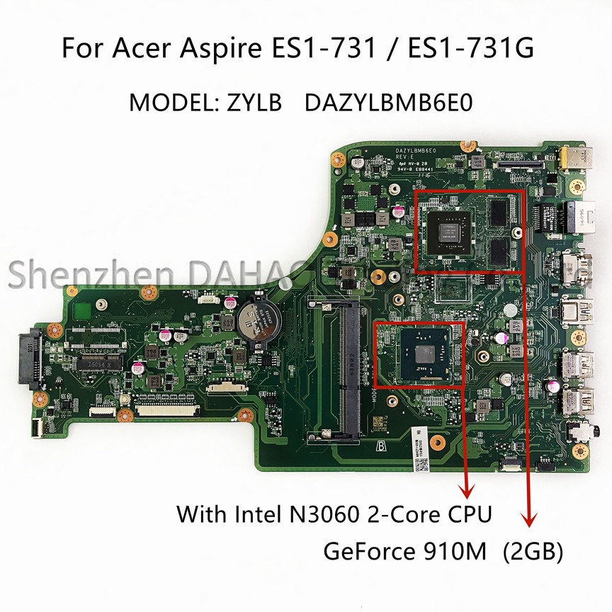 Acer ES1-711 ES1-731G เมนบอร์ดโน้ตบุ๊ค DAZYLBMB6E0 DA0ZYLMB6C0