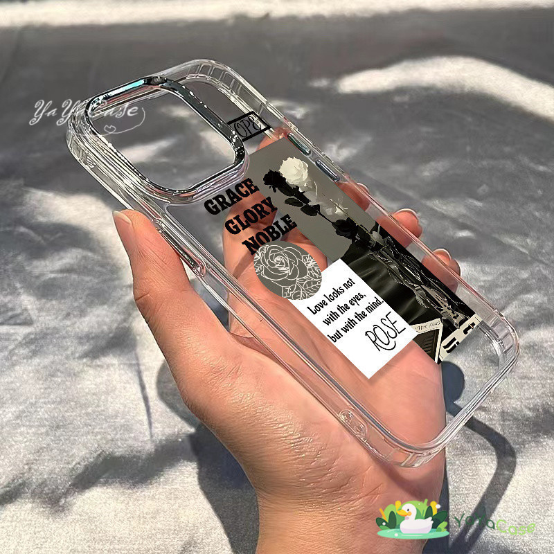 🦢สำหรับ iPhone11 13 Case FOR เคสไอโฟน14 15 12 pro max 7 8 14 15 Plus X XR XS Max กุหลาบขาว รุ่น ขั้นสูง กรอบรูปโลหะ เคส - รูปที่ 3