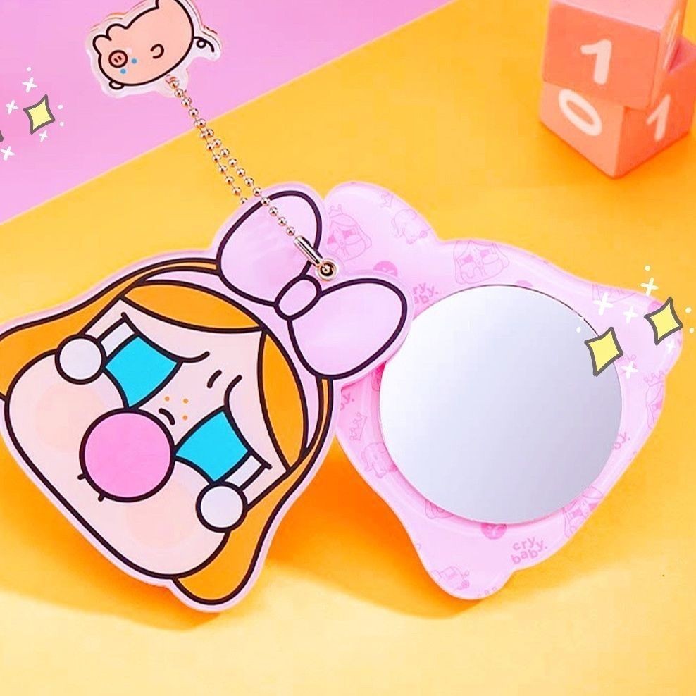 P POPMART crybaby crybaby Travel Mystery Box Cute Portable Mirror Peripheral อินเทรนด์ Play Girl Gift