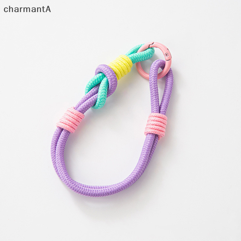 Charmanta สไตล ์ เชือกเส ้ นเล ็ กเรืองแสงสีสายโทรศัพท ์ กระเป ๋ าแถบถัก Keycord แขวนกางเกงอุปกรณ ์ เสริมพวงกุญแจเชือกข ้ อมือ VN