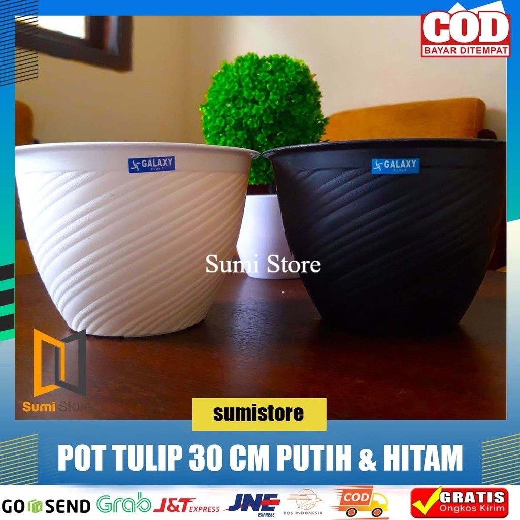 TULIP POT 30 cm WHITE / WASP POT 30 cm WHITE BLACK / BEE POT 30 cm (Premium Great A)