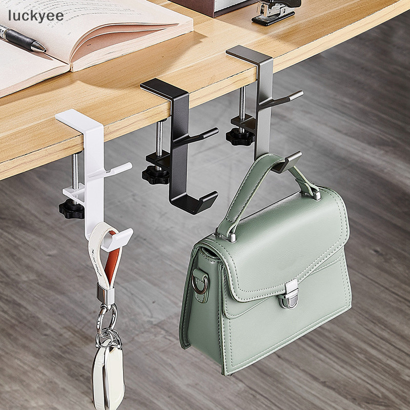 Luckyee ปรับโต๊ะ Edge Hook ชุดหูฟังสําหรับเล่นเกมไม้แขวนเสื้อกระเป๋าเป้สะพายหลัง Hook Holder Punch-f