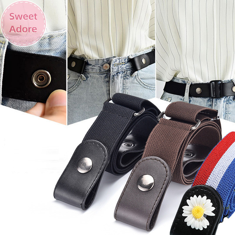 Sweetadore หัวเข็มขัดฟรีเข็มขัดสําหรับผู้หญิงผู้ชาย Jean กางเกงชุดไม่มีหัวเข็มขัดปรับยืดเอวยางยืดเข็มขัดที่มองไม่เห็น DropShipping TH