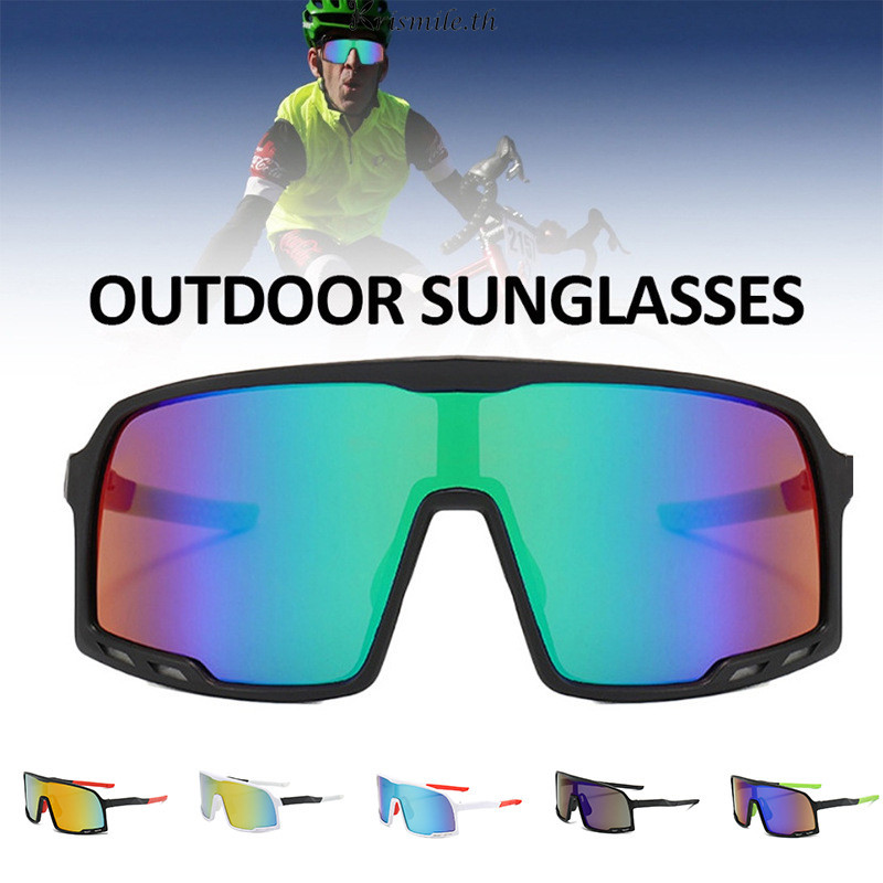 COD-ในไทย💖แว่นตากันแดดกีฬากลางแจ้ง One Piece แว่นกันแดดกรอบใหญ่จักรยานแว่นตากันแดดที่มีสีสัน-Kri