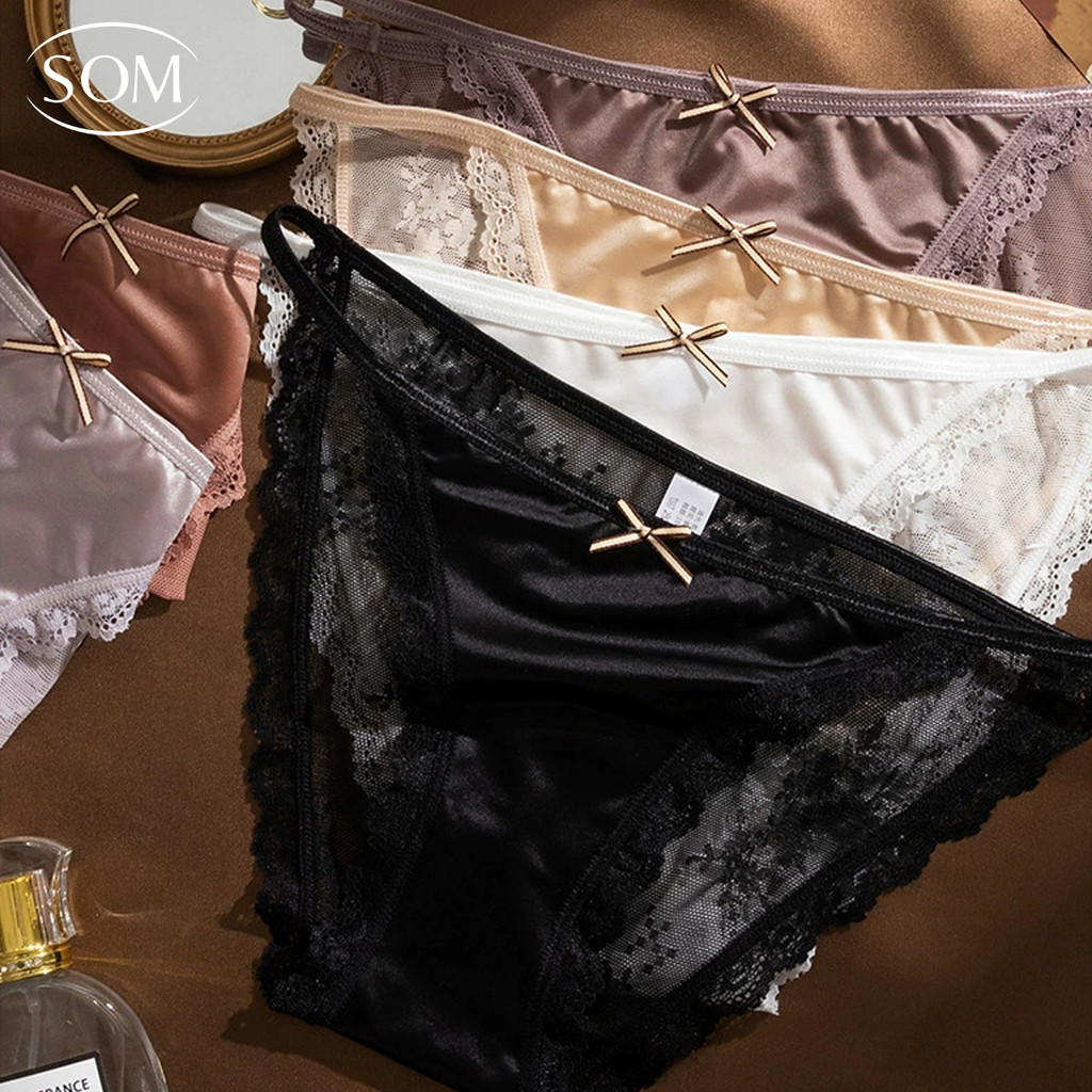 SOM UNDERWEAR กางเกงในผู้หญิงลายลูกไม้ บางเบาเอวต่ำใส่สบาย I45