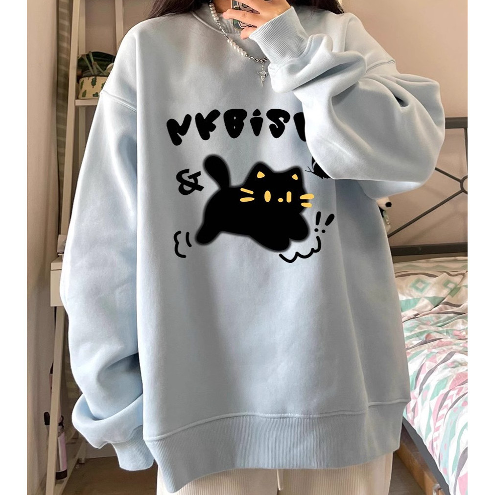 การ์ตูนแมวแขนยาวเสื้อกันหนาวแฟชั่นผ้า เสื้อกันหนาวผู้หญิง