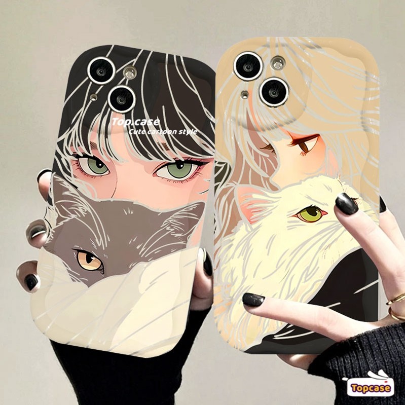 สําหรับoppo A60 A79 A38 A18 A17K A57 A58 A78 A77s A76 A96 A16s A15s A54 A95 A94 A93 A53 A33 A32 A5 A9 2020 สาวWaveกรณีกรณีกรณีกรณีกรณีแมว