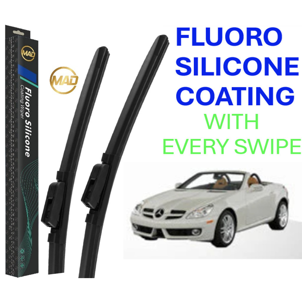 Mercedes Benz SLK-Class R171 (2004-2011) 2 ชิ้น (1 ชุด) MAD FLUORO เคลือบซิลิโคน Wiper กระจกเคลือบ T
