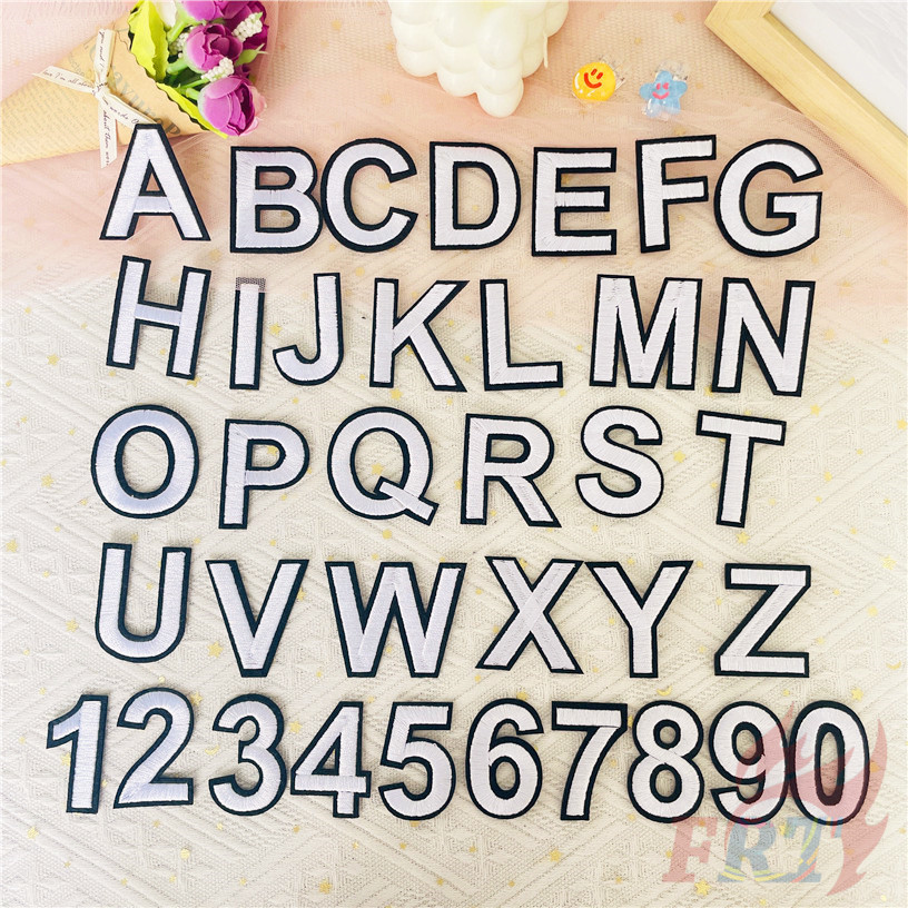 1ชิ้น ✿ Classic Black & White English Letters / Numbers Iron-on Patch ✿ Diy ตัวอักษรเหล็กบนเย็บป้ายตกแต่งผ้าแพทช์