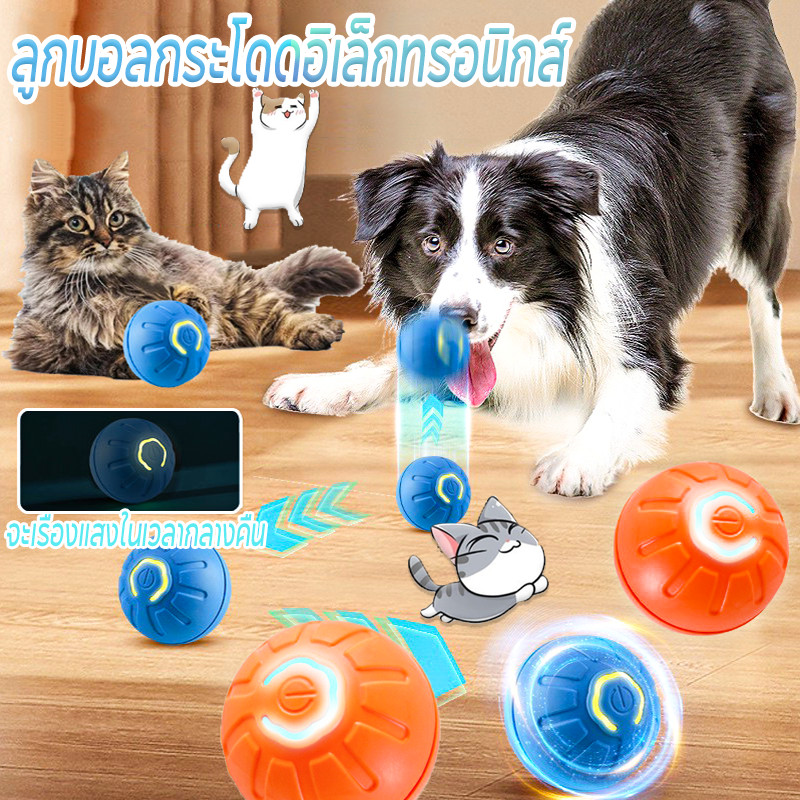 จัดส่งจากกรุงเทพ ลูกบอลกระโดดอิเล็กทรอนิกส์ ของเล่นแมว แบบโต้ตอบอัตโนมัติ เรืองแสง ของเล่นสําหรับสัตว์เลี้ยง สุนัข
