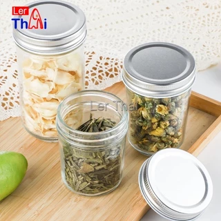 LerThai โถแก้วใสทรงกลม พร้อมฝาปิด สําหรับใส่อาหารแห้ง ผลไม้ ชา บิสกิต น้ําผึ้ง seal pot