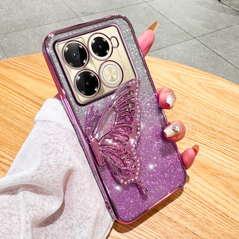 Glitter Rhinestones Quicksand ผีเสื้อนุ่มสําหรับ Infinix Note 40 Pro 5G 30 4G 30i 12 2023 G96