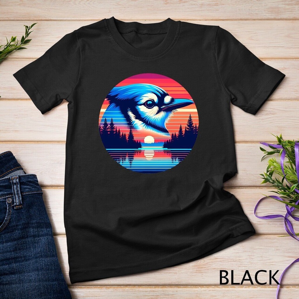 Blue Jay Bird Sunset Retro Style Safari Vintage 70S Tee Mens T-Shirt