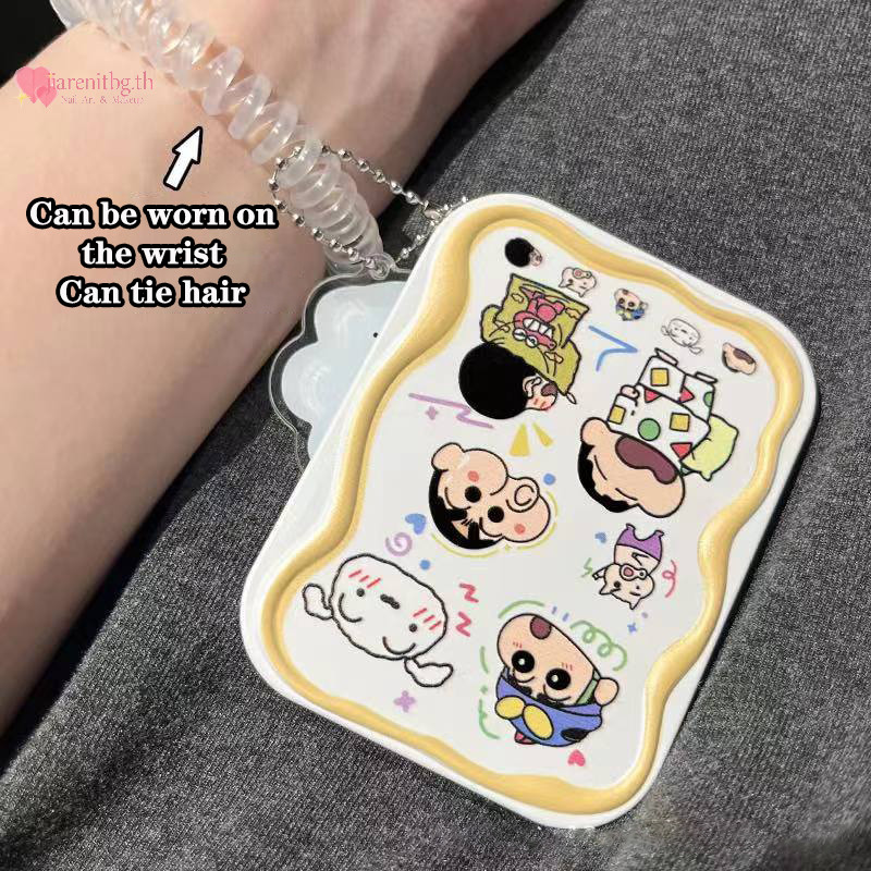 Renbg Crayon Shin-Chan Flip-Top กระจกแต่งหน้าพับแบบพกพากระจกผู้หญิงสี่เหลี่ยมผืนผ้าเครื่องสําอาง Make Up กระจกหวี TH