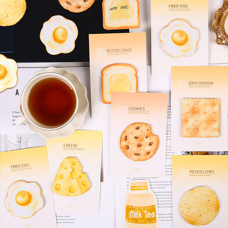 30 แผ่นชุดอาหารเสมือนจริง Sticky Notes แผ่นบันทึกแบบพกพาสําหรับนักเรียน