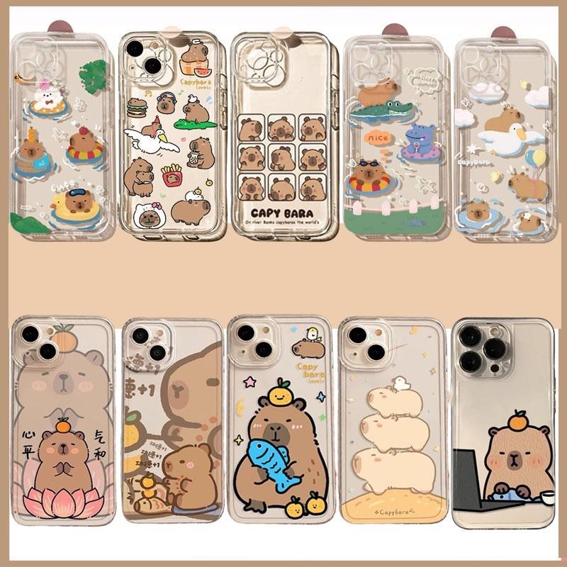 ตลก Capybara คู่ปลอกสําหรับ Samsung Galaxy S24 S23 S22 S21 Plus Ultra S23FE การ์ตูนน่ารัก Clear TPU Angel Eyes นุ่มเคสโทรศัพท์