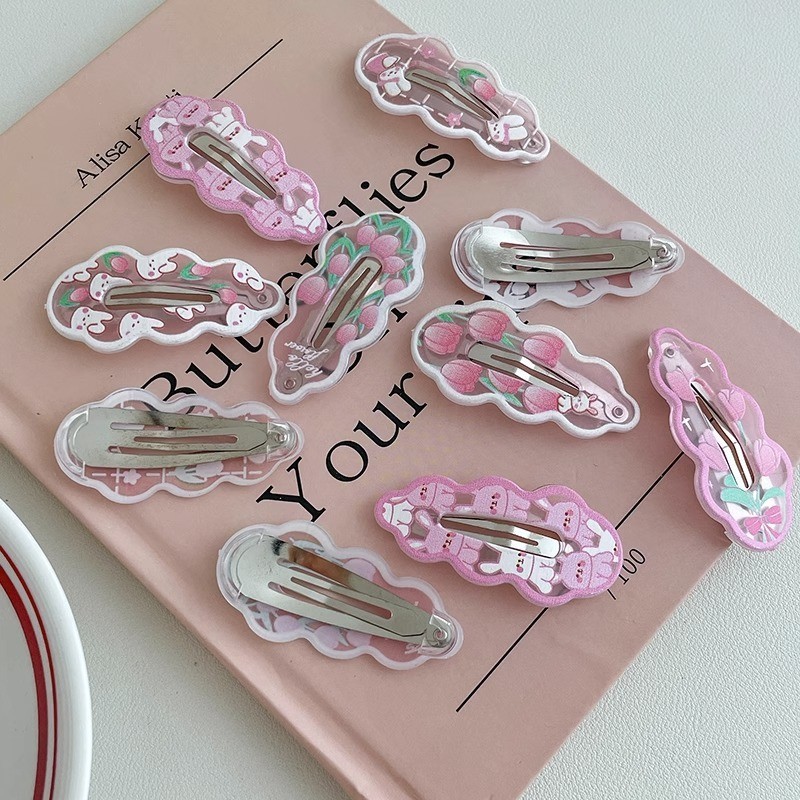 การ์ตูนน่ารัก Hairpin Vintage สีชมพูกระต่ายหวาน Barrettes ผมน่ารักคลิปผมอุปกรณ์เสริม