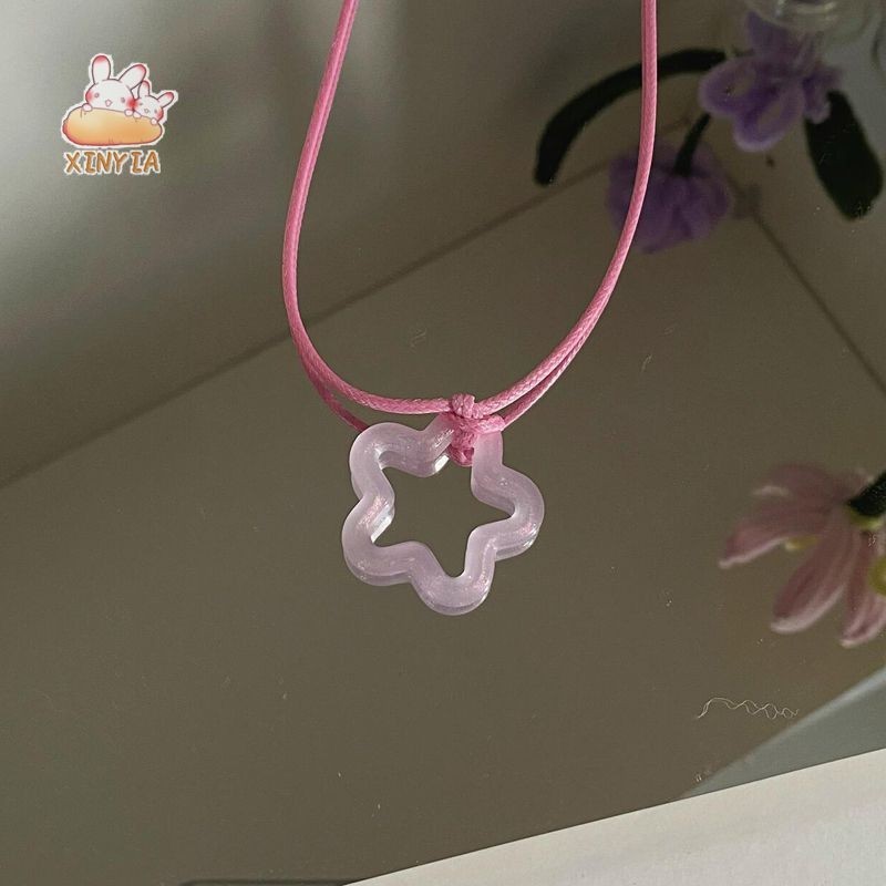 สร้อยคอดอกไม้สไตล์อินสร้อยคอดอกไม้สี Dopamine สร้อยคอสไตล์หวานXINYIA