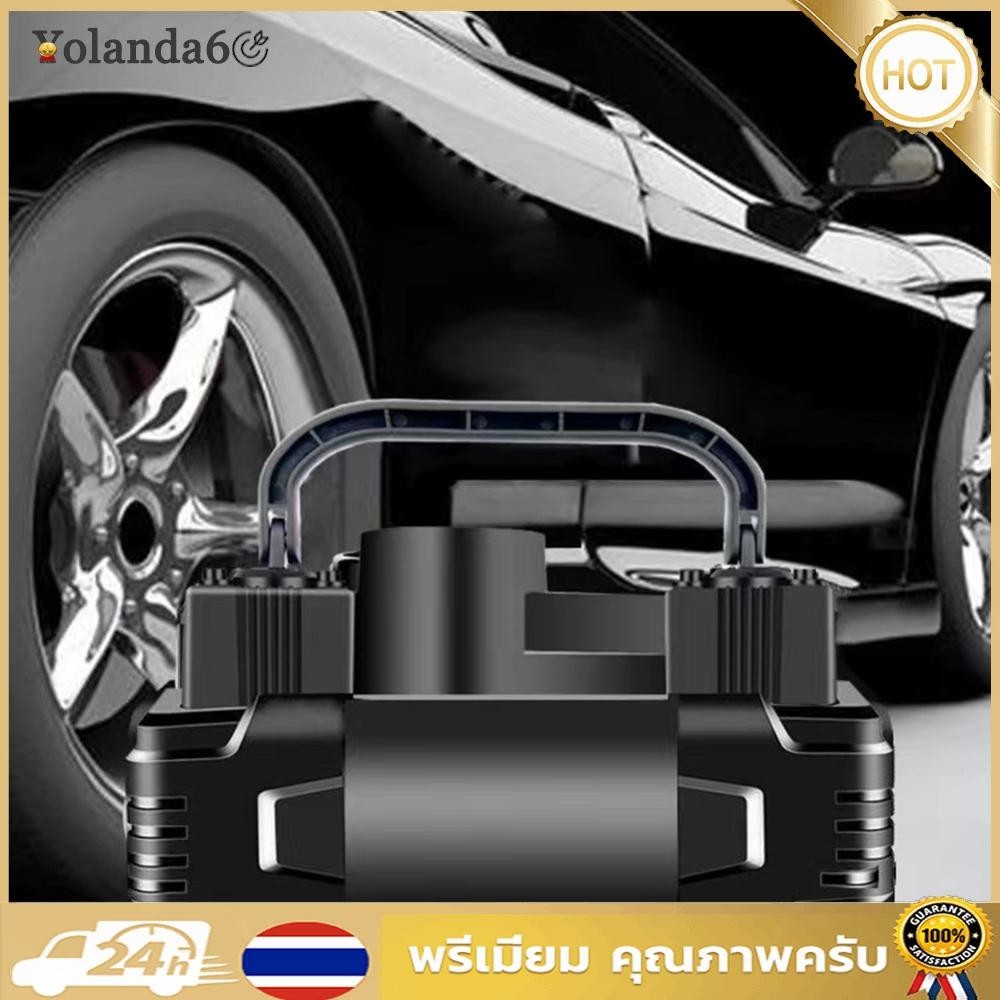 12v 150PSI เครื่องเติมลมยางไฟฟ้าพร้อมเครื่องวัดความดัน Heavy Duty Auto Inflatable ปั๊ม Dual กระบอกแบบพกพาพร้อมไฟ LED
