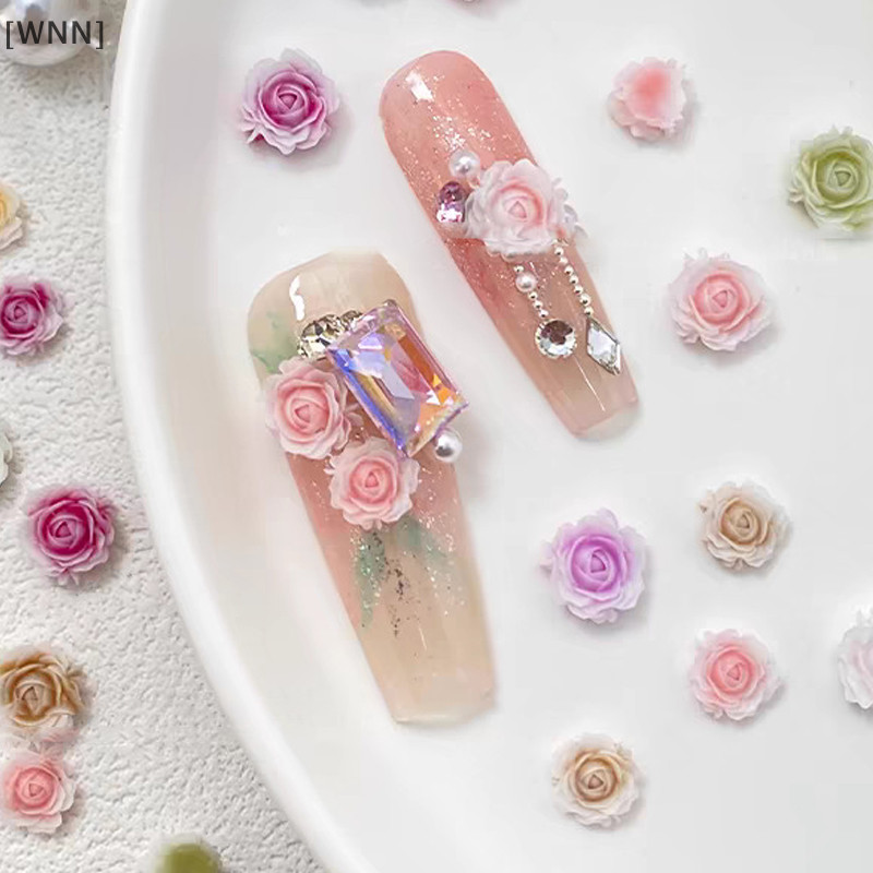 [WNN]คลังสินค้าพร้อม 50 Rose Nail Art Accessories Size Mixed Synchroresin Rose Camellia Nail Accessory Material Bag TH