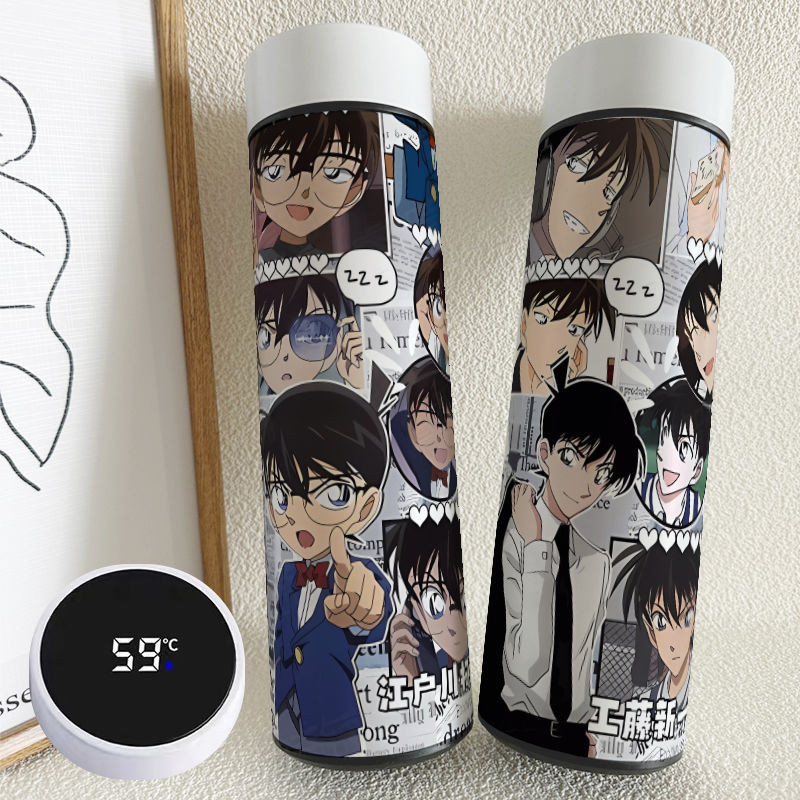 [คลังสินค้าพร้อม] Conan Phantom Thief Kidd Smart Thermos Cup สแตนเลสความจุขนาดใหญ่แบบพกพามูลค่าสูงการวัดอุณหภูมิจอแสดงผลถ้วยน้ํานักเรียนพนักงานออฟฟิศต้อง @-