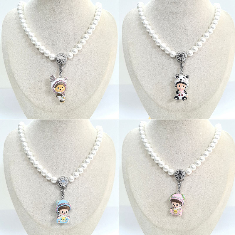 Monchhichi สร้อยคอโลหะผสมสังกะสีโซ่กระดูกไหปลาร้าปรับโซ่เสื้อกันหนาวสร้อยข้อมือผู้หญิง