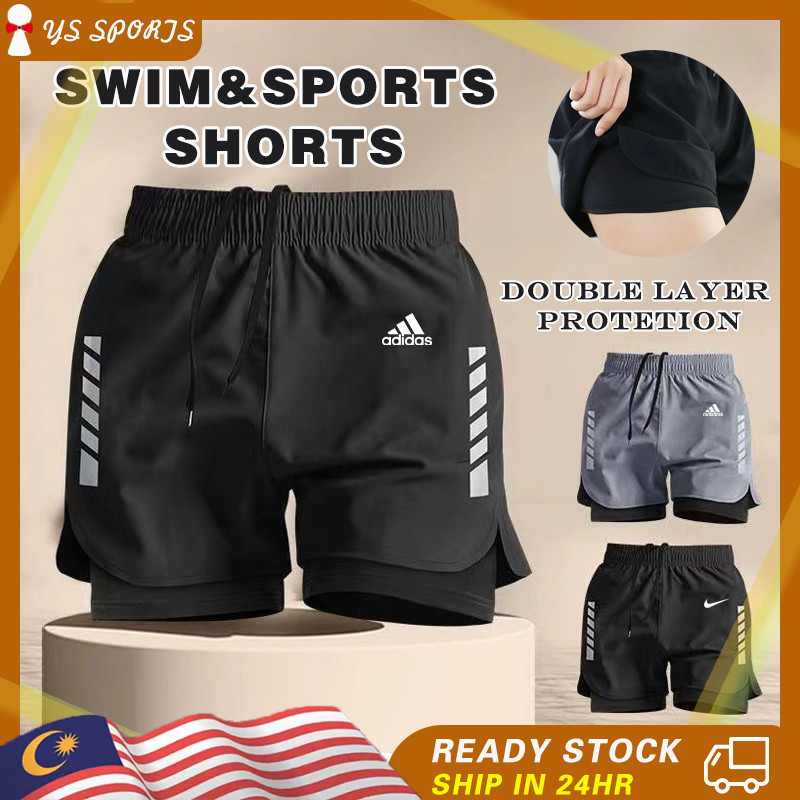 Swimming Shorts Double Layer Short Pants Men and Women Sports Shorts