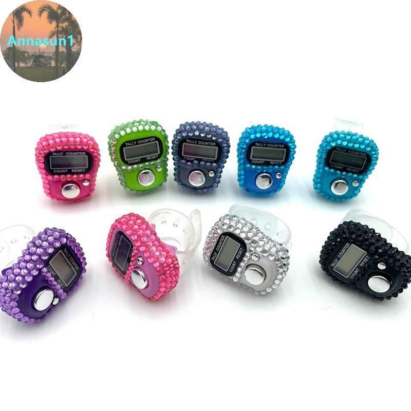 Annasun นิ้วอิเล็กทรอนิกส์แหวนเคาน์เตอร์นิ้วมือคลิกแบบพกพารีเซ็ตดิจิตอลจอแสดงผลเคาน์เตอร์เคาน์เตอร์กอล์ฟนับถักอุปกรณ์สวดมนต์ TH