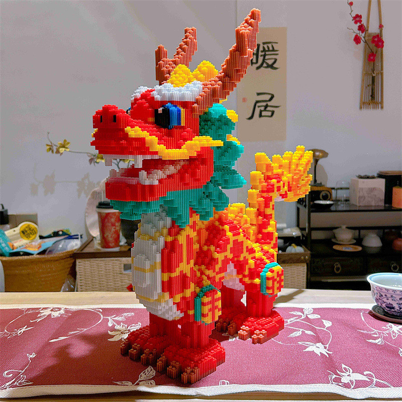 บล็อกมังกรจีน 3D ของเล่นเสริมทักษะสมอง พัซเซิลประกอบของขวัญเด็กน่ารัก ใช้ในบ้านและโรงเรียน - รูปที่ 6