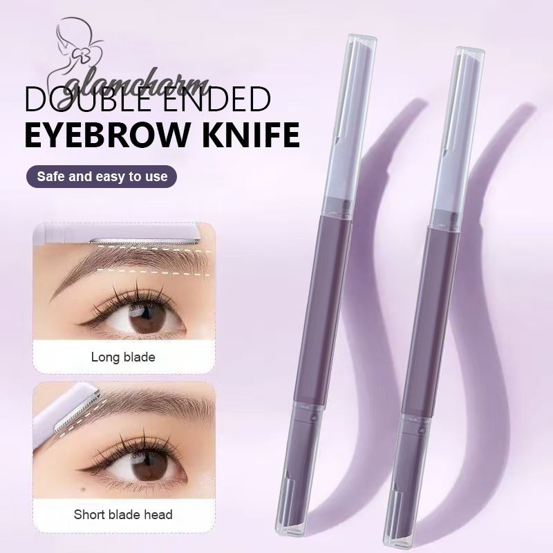 glamcharmDouble Head Macro Eyebrow Trimmer กันน้ํา Sharp ผู้หญิง Eyebrow Trimmer ปลอดภัย Eyebrow Scr
