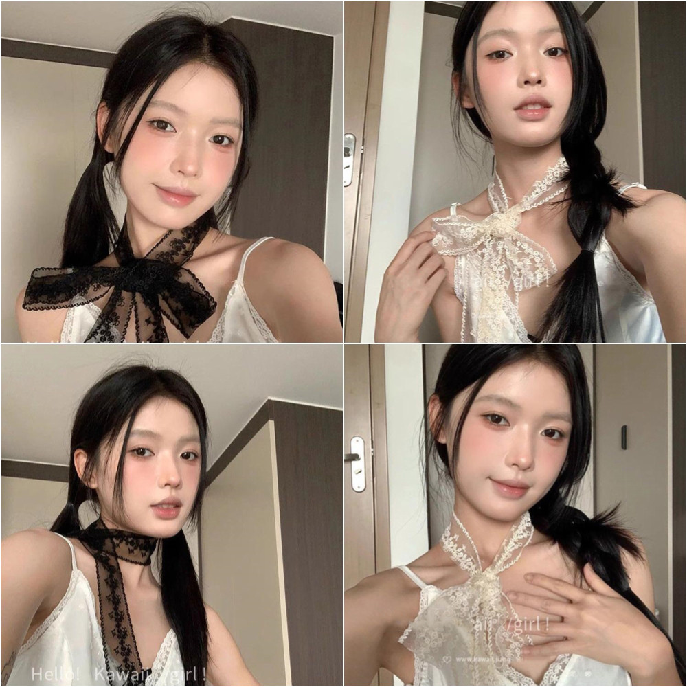 กิ๊บติดผมผ้าพันคอไหมยาวลูกไม้ย้อนยุคสําหรับผู้หญิงที่มีบุคลิกภาพลําแสงอเนกประสงค์ที่คาดผมฝรั่งเศสเข็มขัดมัลติฟังก์ชั่น