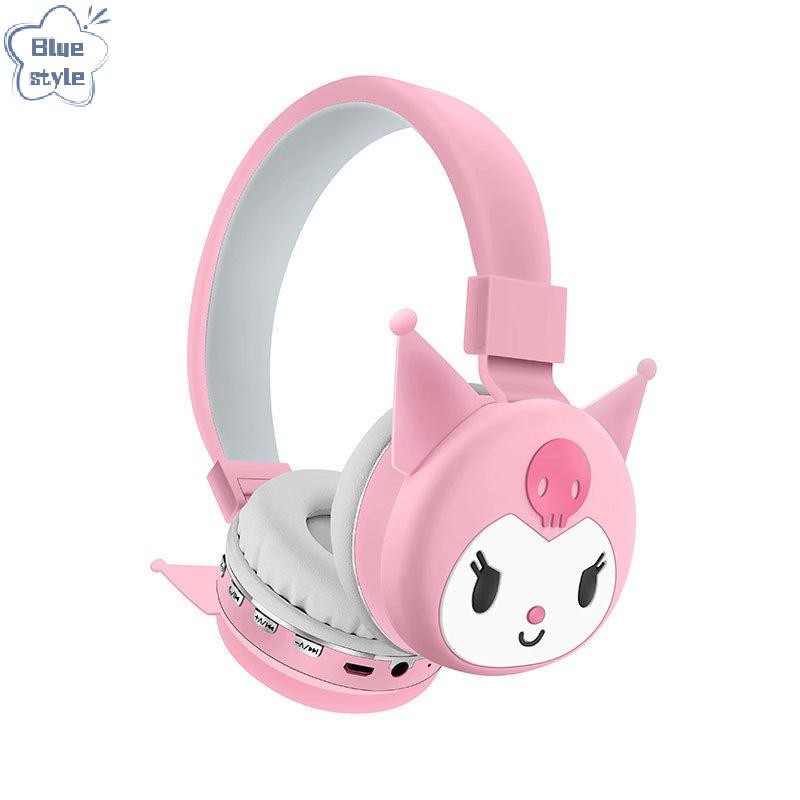 Bluestyle Sanrio Kuromi Hello Kitty น่ารักหูฟังไร้สายชุดหูฟังการ์ตูนชุดหูฟังสเตอริโอหูฟังสําหรับเด็กสาวเด็กของขวัญใหม่