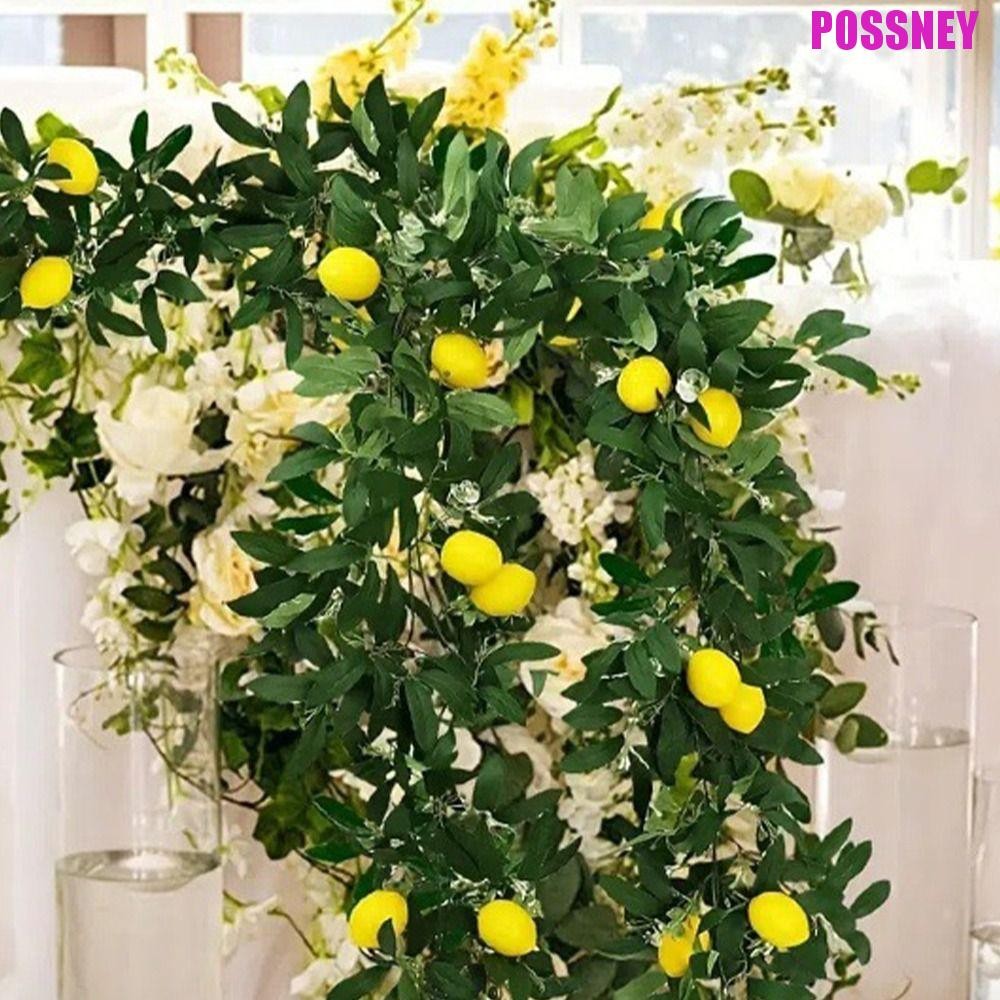 Possney ยูคาลิปตัสประดิษฐ์มะนาว Vine, ฤดูใบไม้ผลิพืชสีเขียวประดิษฐ์มะนาว Garland, ต้นไม้ปลอม Real Touch Handmade เหมือนจริง Faux ผลไม้ Vine ห้องนั่งเล่นตกแต่ง