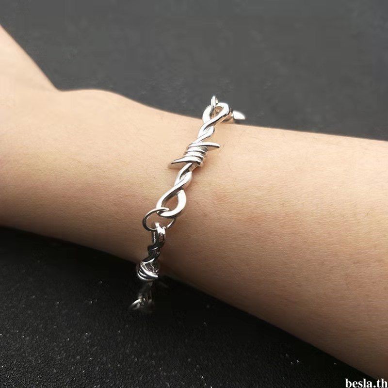 besla.thIns Niche Retro Thorn สร้อยคอ Punk โลหะ Collarbone Chain สร้อยข้อมือฮิปฮอป Unisex